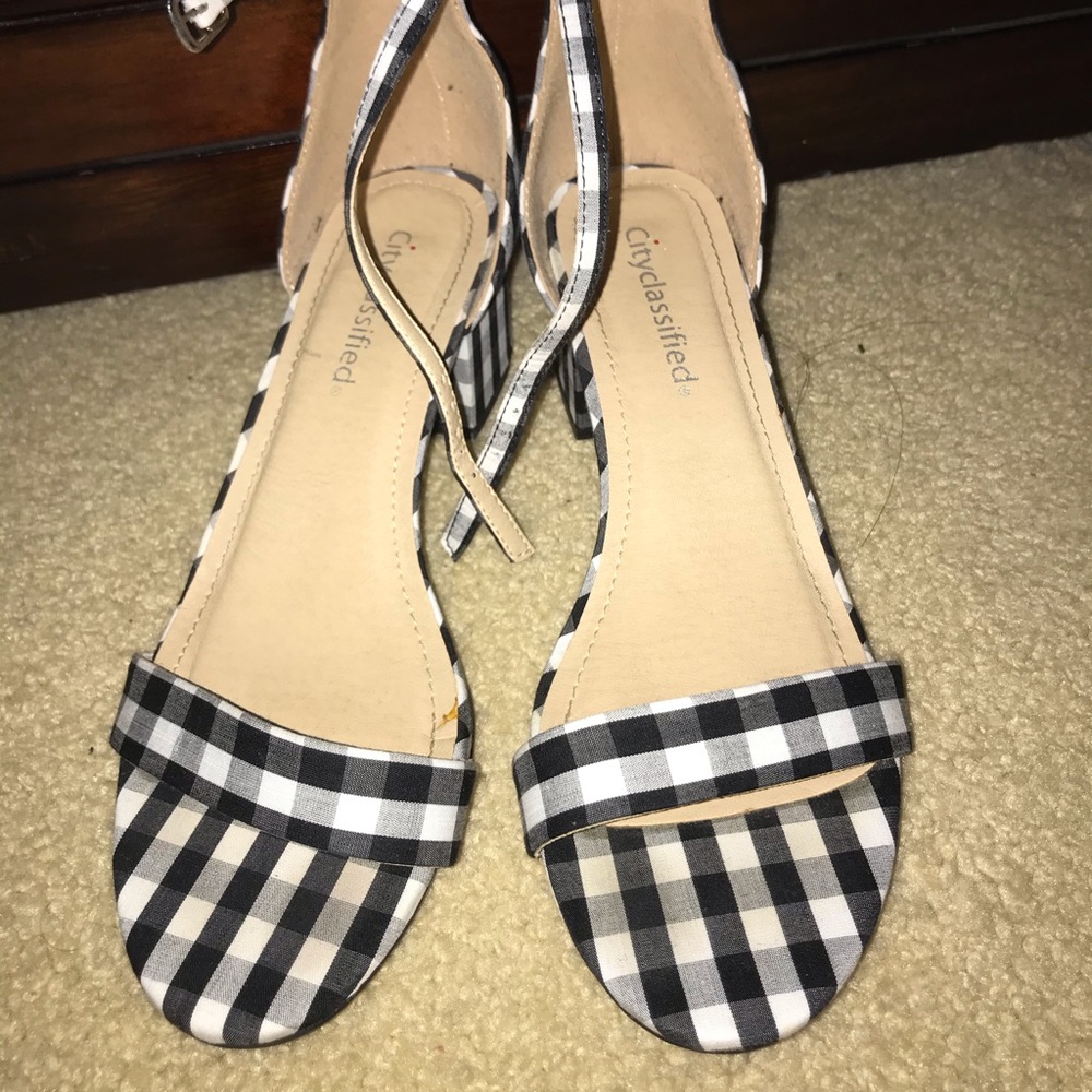 Gingham block heels
